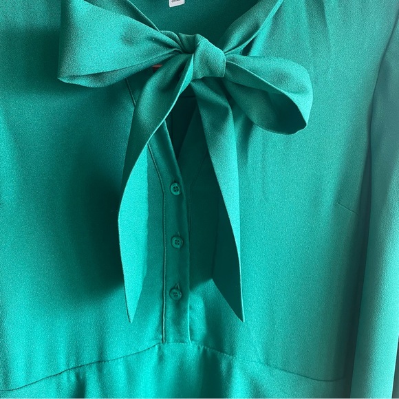 Formal cocktail dress. Osman Yousefzada for Rent the Runway Green Ruffle Bow Tie - Picture 9 of 12